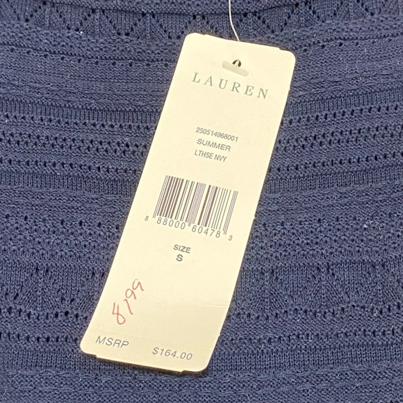 Lauren Ralph Lauren Navy Blue Knit Dress Sleeveless Textured Size S - Picture 9 of 11